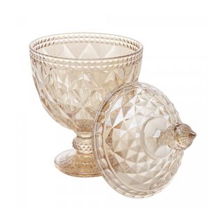 Potiche de Cristal com Pé Diamond Âmbar Metalizado 15cm x 28cm - Lyor