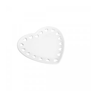 Porta Anéis de Cerâmica Coração Branco 23cm x 22cm - Lyor