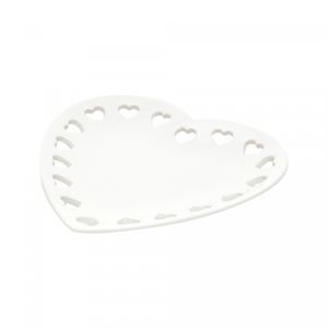 Porta Anéis de Cerâmica Coração Branco 23cm x 22cm - Lyor
