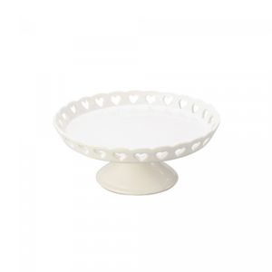 Centro de Mesa de Cerâmica Coração Branco 15cm - Lyor