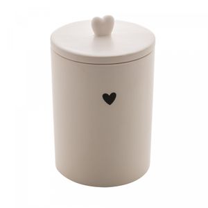 Potiche de Cerâmica Heart Branco 10cm x 10cm x 15cm - Lyor