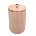 Potiche-de-Ceramica-com-Tampa-de-Bambu-e-Pegador-de-Corda-Lines-Bege-10cm-x-10cm-x-15cm-Lyor