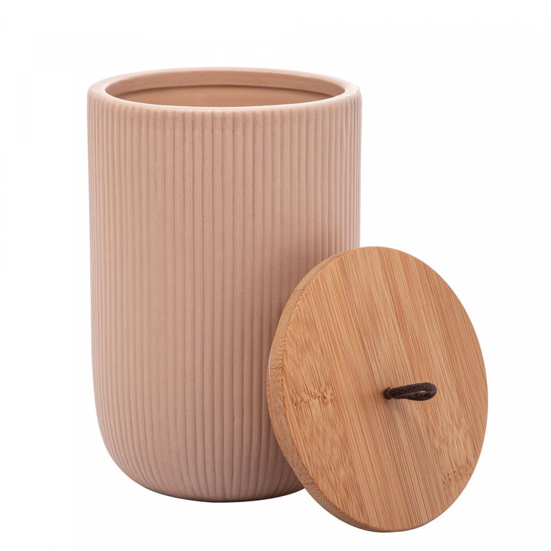 Potiche-de-Ceramica-com-Tampa-de-Bambu-e-Pegador-de-Corda-Lines-Bege-10cm-x-10cm-x-15cm-Lyor
