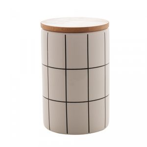 Potiche de Cerâmica com Tampa de Bambu Turim Branco 10cm x 10cm x 15cm - Lyor