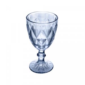 Taça para Água de Vidro Diamond Azul Metalizado 325ml - Lyor