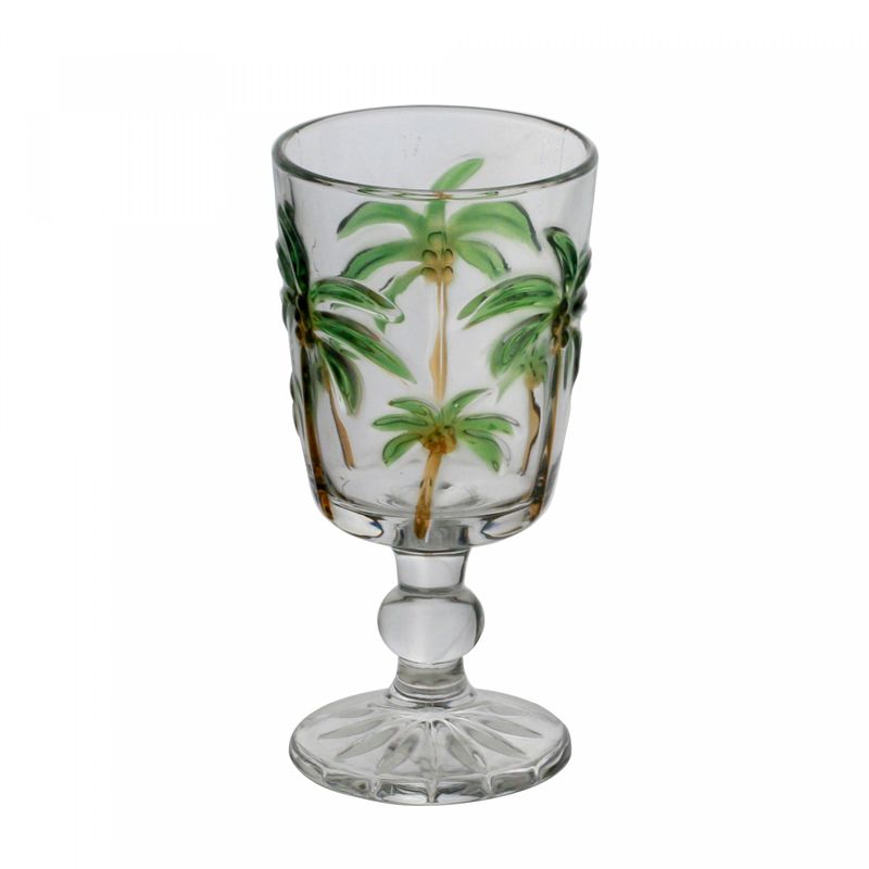 Taca-para-Agua-de-Vidro-Tropical-Palm-Hand-Painting-310ml-Lyor