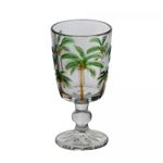 Taca-para-Agua-de-Vidro-Tropical-Palm-Hand-Painting-310ml-Lyor