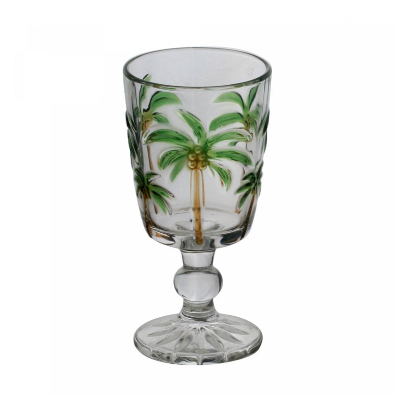 Taca-para-Agua-de-Vidro-Tropical-Palm-Hand-Painting-310ml-Lyor