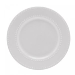 Prato Raso de Porcelana New Bone Pearl Branco 27cm - Lyor