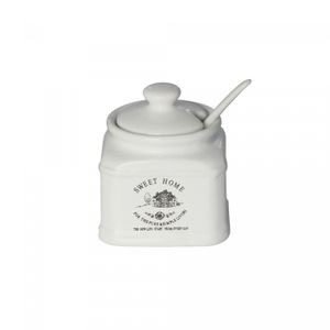 Açucareiro de Cerâmica com Colher Sweet Home 8cm x 8cm x 9cm - Lyor