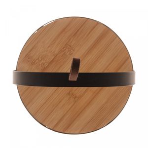 Suporte para Doces de 2 Andares de Bambu com Moldura de Metal 19,5cm x 19,5cm x 26cm - Lyor