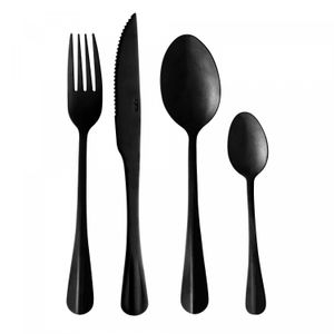 Faqueiro 24 Peças de Aço Inox Positano Preto - Lyor