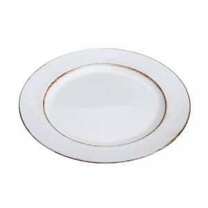 Sousplat Patinado de Plástico Opala Branco 33cm - Lyor
