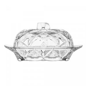 Manteigueira de Cristal Deli Diamond 17cm x 10,5cm x 8cm - Lyor
