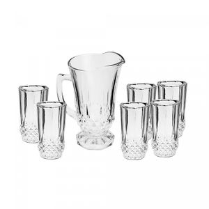 Conjunto 7 Peças Jarra com 6 Copos de Vidro Diamante 1,25L/260ml - Lyor