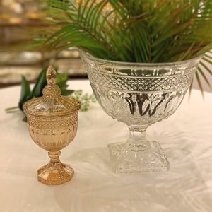 Potiche de Cristal com Pé Brandon Âmbar Metalizado 11,5cm x 24,5cm - Lyor