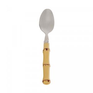 Conjunto 6 Colheres de Sobremesa de Aço Inox com Cabo de Plástico Bambu Natural 18,5cm - Lyor