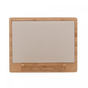 Conjunto Bandeja de Bambu e Cerâmica com 4 Peças para Queijo de Aço Inox com Cabo de Bambu 33cm x 26cm - Lyor