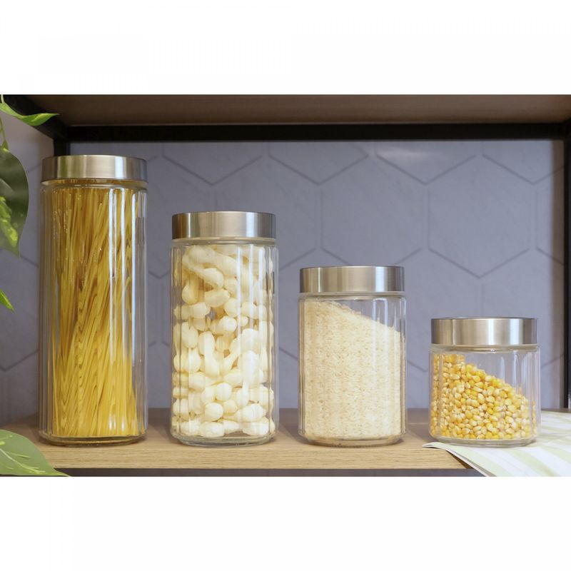 Porta-Mantimento-de-Vidro-com-Tampa-de-Aco-Inox-e-Acrilico-Sydney-12L-Lyor