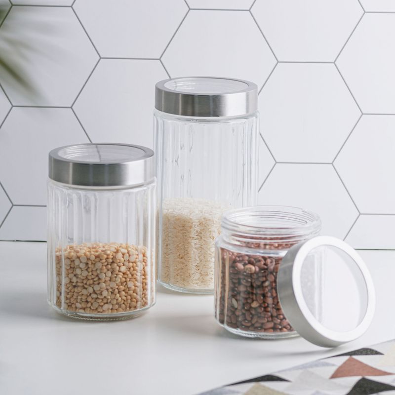 Porta-Mantimento-de-Vidro-com-Tampa-de-Aco-Inox-e-Acrilico-Sydney-12L-Lyor
