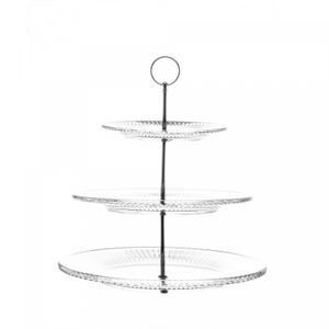 Porta Doces 3 Andares de Cristal Renaissance 18,5cm/26,5cm/31,5cm x 35,5cm - Lyor