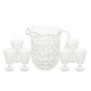 Conjunto Jarra com 6 Taças para Água de Cristal Lile 1,5L/230ml - Lyor