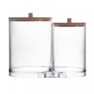 Pote Multiuso de Poliestireno com Tampa de Bambu My Box 15,5cm x 9cm x 12,5cm - Lyor