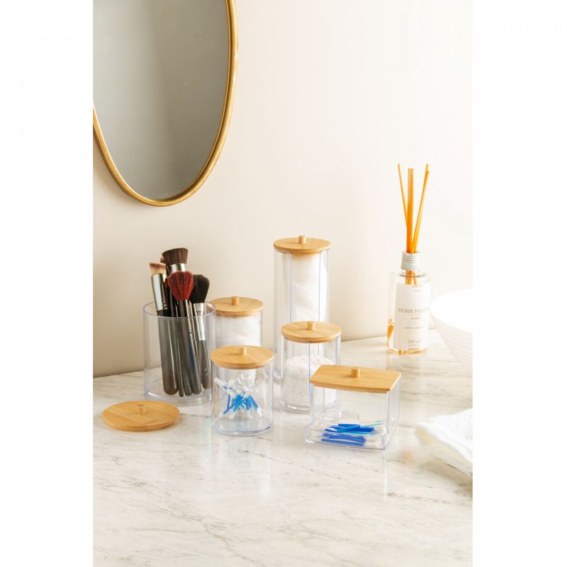 Porta-Algodao-de-Poliestireno-com-Tampa-de-Bambu-My-Box-7cm-x-7cm-x-18cm-Lyor