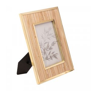 Porta Retrato de Metal Dourado com Palha 10cm x 15cm - Lyor