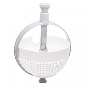 Escorredor e Centrífuga de Plástico para Saladas Branco e Cinza 30cm x 21cm x 12cm - Lyor