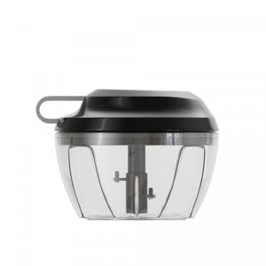 Mini Processador de Alimentos Manual de Plástico 3 Lâminas Premium Preto e Cinza 13,5cm x 9,5cm -Lyor