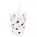 Copo-de-Vidro-Borossilicato-com-Tampa-e-Canudo-Ladybug-360ml-Lyor