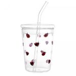 Copo-de-Vidro-Borossilicato-com-Tampa-e-Canudo-Ladybug-360ml-Lyor