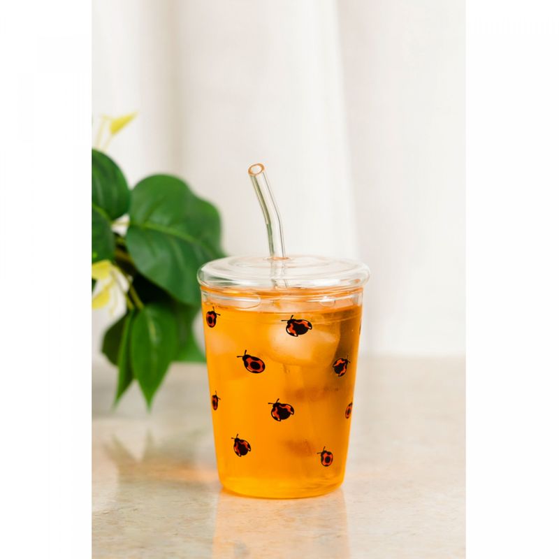 Copo-de-Vidro-Borossilicato-com-Tampa-e-Canudo-Ladybug-360ml-Lyor