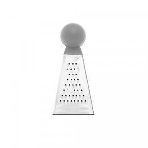 Mini Ralador de Aço Inox 3 Faces com Cabo Cinza 4cm x 4cm x 9cm - Lyor