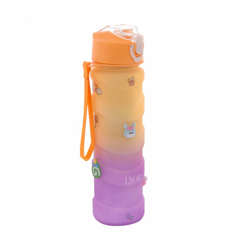 Garrafa-Squeeze-de-Policarbonato-Wave-Amarela-e-Roxa-com-Cartelas-de-Adesivos-680ml-Lyor