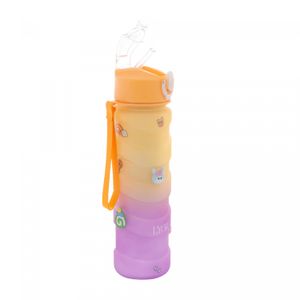 Garrafa Squeeze de Policarbonato Wave Amarela e Roxa com Cartelas de Adesivos 680ml - Lyor