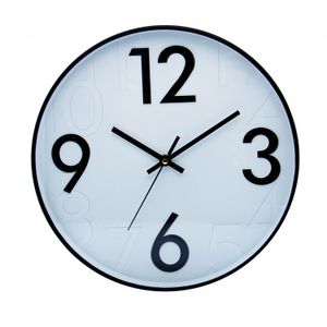 Relógio de Parede de Plástico Donum Branco com Preto 30,5cm x 4,3cm - Lyor