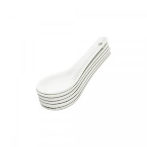 Conjunto 6 Colheres para Finger Food de Porcelana Branca 13cm x 12cm x 4,5cm - Lyor