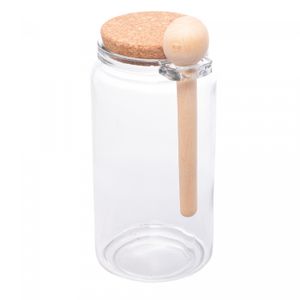 Porta Mantimento Redondo de Vidro com Tampa de Rolha e Colher de Bambu 1L - Lyor