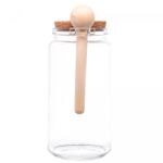 Porta-Mantimento-Redondo-de-Vidro-com-Tampa-de-Rolha-e-Colher-de-Bambu-1L-Lyor