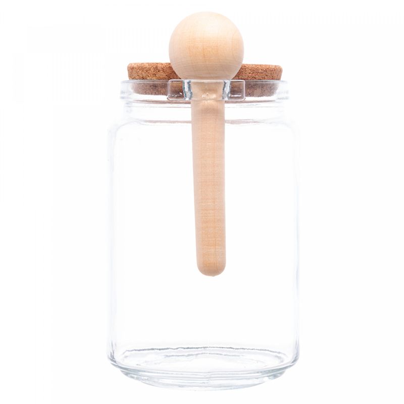 Porta-Mantimento-Redondo-de-Vidro-com-Tampa-de-Rolha-e-Colher-de-Bambu-650ml-Lyor
