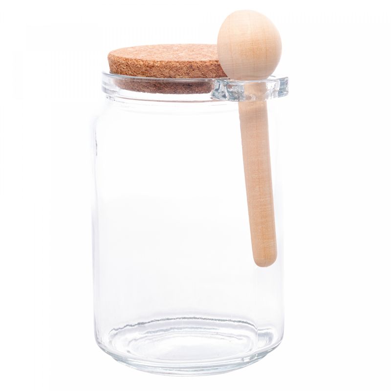 Porta-Mantimento-Redondo-de-Vidro-com-Tampa-de-Rolha-e-Colher-de-Bambu-650ml-Lyor