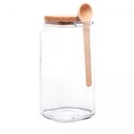 Porta-Mantimento-Quadrado-de-Vidro-com-Tampa-de-Rolha-e-Colher-de-Bambu-115L-Lyor