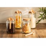 Porta-Mantimento-Quadrado-de-Vidro-com-Tampa-de-Rolha-e-Colher-de-Bambu-830ml-Lyor