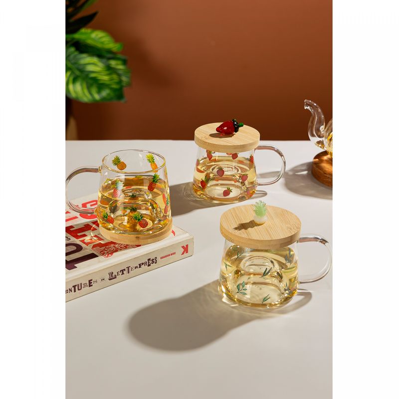 Caneca-de-Vidro-Borossilicato-Resistente-ao-Calor-com-Pires-de-Bambu-Suculenta-330ml-Lyor