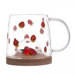Caneca-de-Vidro-Borossilicato-Resistente-ao-Calor-com-Pires-de-Bambu-Morango-330ml-Lyor