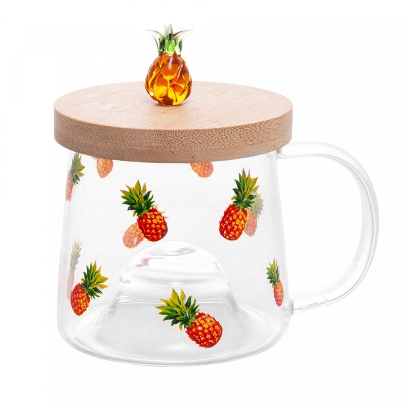 Caneca-de-Vidro-Borossilicato-Resistente-ao-Calor-com-Pires-de-Bambu-Abacaxi-330ml-Lyor