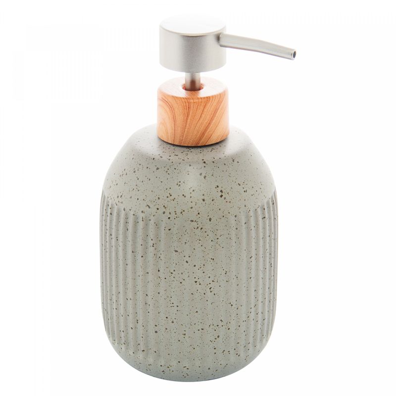Porta-Sabonete-Liquido-de-Ceramica-Granilite-Lines-Cinza-430ml-Lyor