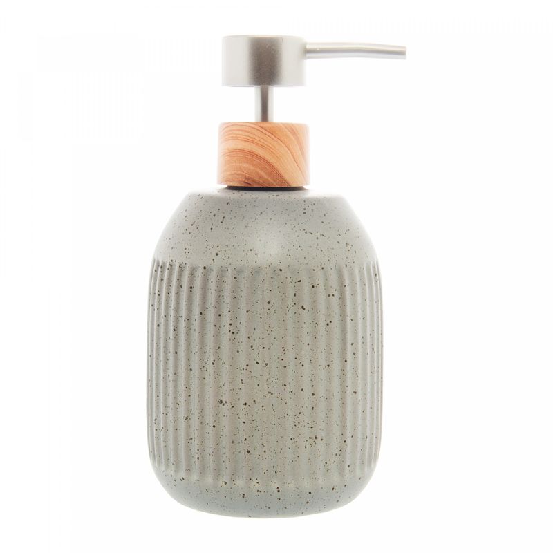 Porta-Sabonete-Liquido-de-Ceramica-Granilite-Lines-Cinza-430ml-Lyor